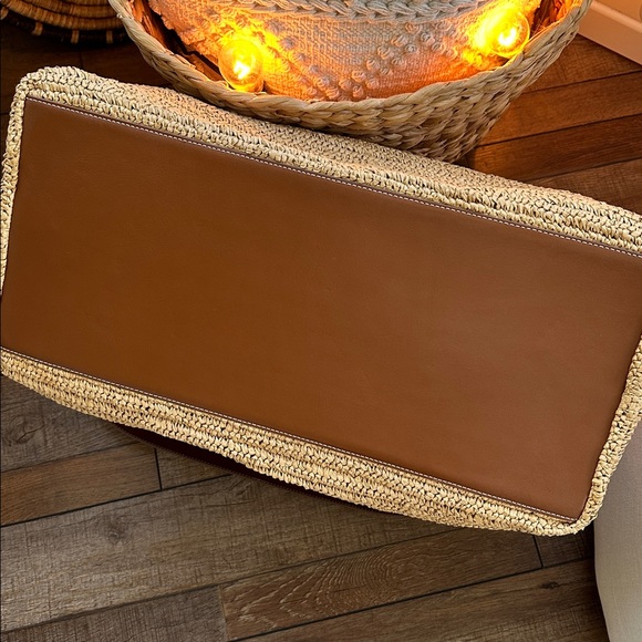 NWT | J Crew Palma Overnight Tote in Hand-Knotted Straw & Leather - Picture 11 of 15